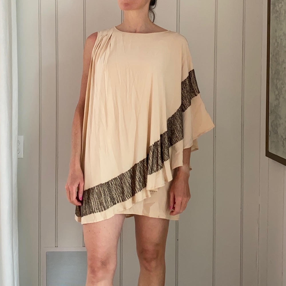 Haute Hippie silk one shoulder mini dress. Size xs